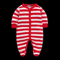 【cw】 KavkasJumpsuit Kids RedChristmas CottonSleeveSanta Embroidered Jumpsuit Children 39;s Clothing