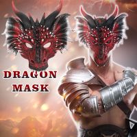 Black Red Dragon Masks Halloween Mask Decoration Prom Mardi Gras Party Cosplay Dress Up Props Full Face Animal Dragon Head Masks