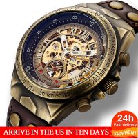 ZZOOI Top brand Automatic Mechanical Watch Men Leather Strap Retro Skeleton Steampunk Wristwatch Self wind reloj automatico de hombre