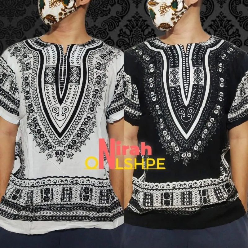 Hot Sale】 Black And White Halumnna / Dashiki Shirt / Bohemian Dress Men |  Lazada Ph