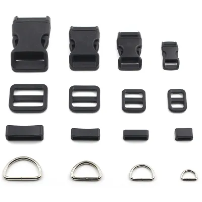 【CC】▽■  20pcs/pack 10mm 15mm 20mm 25mm Plastic/Metal Slider Adjustable D Rings Release Paracord shoes Accessorie