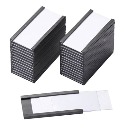 100Pcs Magnetic Label Holders with Magnetic Data Card Holders with Clear Plastic Protectors for Metal Shelf (1 x 2Inch)