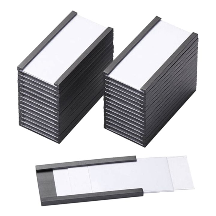 100pcs-magnetic-label-holders-with-magnetic-data-card-holders-with-clear-plastic-protectors-for-metal-shelf-1-x-2inch