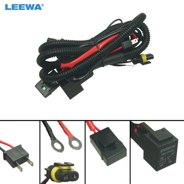 LEEWA Auto 12V 35W/55W Conversion Kit Lamp Relay Wiring Harness Wire For H7 HID Headlight Bulbs
