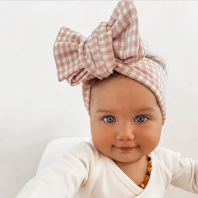 【YF】 Bandeau Bebe Cute Plaid Print Bow Headband Newborn Hair Accessories Large Bunny Turban Headwrap Children Kid Oversize Headbands