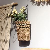 Household Hand-Woven Storage Basket Hand-Woven Jute Rope Handle Basket Flower Hand Basket