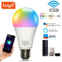 Tuya WiFi Smart Bulb Alexa Voice Control RGBCW Dimming Color 9W 10W E27 Bulb Smart Life 110V 240V Works With Alexa Home