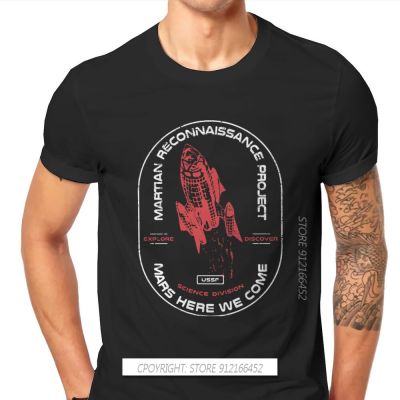 Vintage Exploration Retro Sci Fi Crew Neck Tshirt Mars Perseverance Rover Exploration Cotton T Shirt Men Tops Plus Size