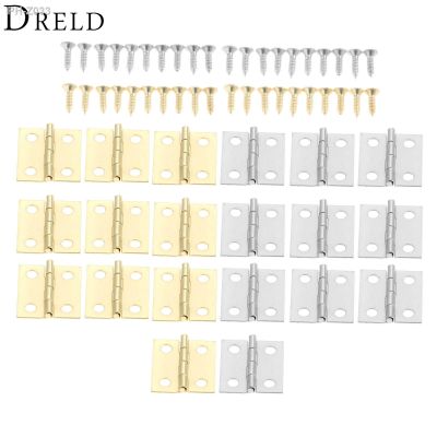 【CC】 DRELD 20Pcs Silver/Gold Door Cabinet Hinges Antique Jewelry Wood Boxes Luggage Decoration w/Screws 18x16mm