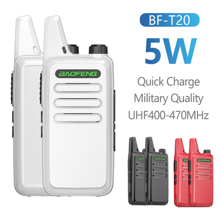Philippines Warehouse】 SET OF Baofeng BF-T20 5W 16 Channel UHF 400-470MHz  Two-Way White Walkie Talkie Support USB Charging For BF-C9 BF-888S Radio  Support COD For Chrismas Present Lazada PH