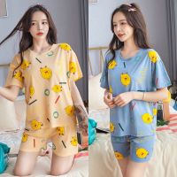 Pajamas Womens Summer Short-Sleeved Shorts Loose Suit Fresh Korean-Style Cute Cartoon Casual Leisure Tops