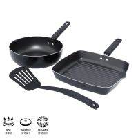 MEYER - ชุดเครื่องครัว 3 ชิ้น Non Stick รุ่น 21881-T (แพ็ก 3 ชิ้น) สีดำ / Black 3-PC Set 21881-T (Set 3 Pcs) [# KITCHEN - เครื่องครัว ] [# ชุดเครื่องครัว  ของใช้ในครัวเรือน การจัดโต๊ะอาหาร mall lazada ลาซาด้า central online ]