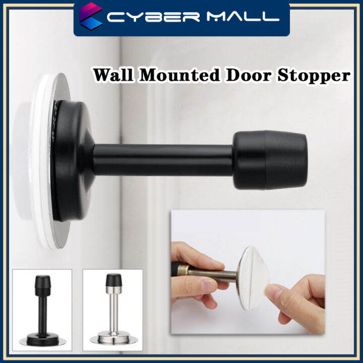 Stainless Steel Rubber Door Stopper Free Punching Wall Mounted Door 