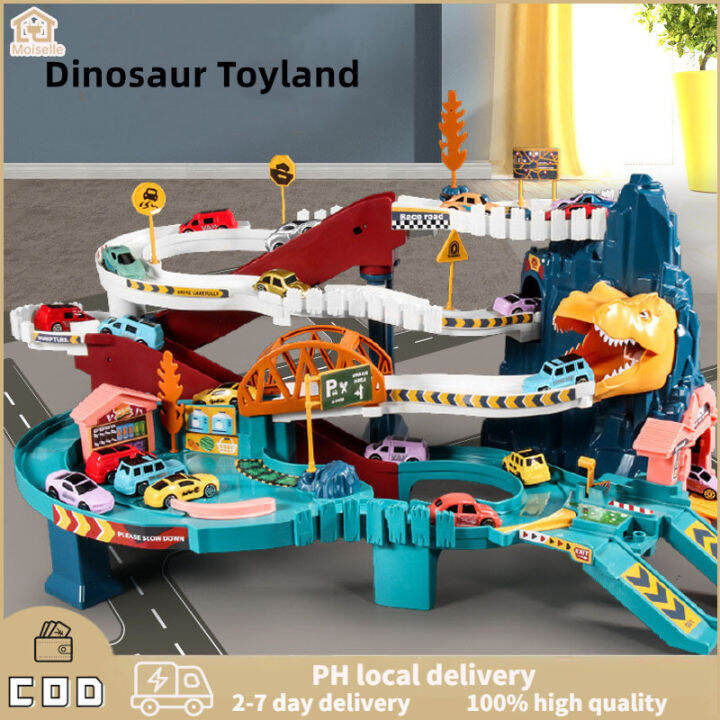 3D dinosaur track car children's educational breakthrough adventure toys Lazada PH