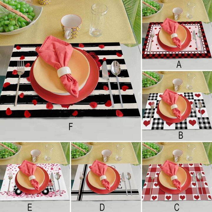 4pcs-valentines-day-placemat-heat-insulation-non-slip-tea-coaster-cup-holder-coaster-dining-table-bowl-mats-kitchen-accessories