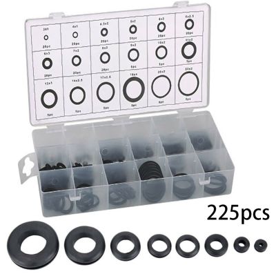 225Pcs Rubber O-Ring Oring Assortment Kit Acid Gasoline Oil Resistant Seal Plumbing Garage Sealing Assort Set Kit Gas Stove Parts Accessories