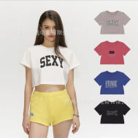 Gifts Spot Smfk Model Short Body Tee2023 Summer Polysemination And Old -Fashioned All -Cotton Exposed Navel Hot Girl