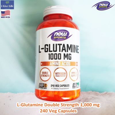 แอล-กลูตามีน L-Glutamine Double Strength 1,000 mg 240 Veg Capsules - Now Foods