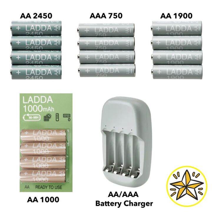 New Sale IKEA LADDA Rechargeable AA/AAA Battery 1000/500mah Lazada