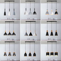 Modern Pendant Lights 3 Heads Wood Aluminum Hanging Lamp Chandelier Black for Loft Dinning Living Room Kitchen Lighting Fixture