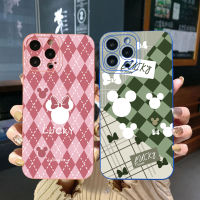 เคสป้องกันสำหรับ VIVO Y15S Y15A T1 5G T1X Y02S Y21S Y21A Y02 Y33S Y12S Y11S Y12A Y01 Y1S Y20s คู่ที่คลุมขอบสี่เหลี่ยมเต็มไปด้วยเพชรมิกกี้มินนี่