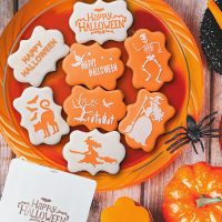 Halloween Cookie Coffee Spray Stencils Template Mesh Biscuit Cutter Fondant Cake Mold DIY Halloween Party Decoration Baking Tool Bread Cake  Cookie Ac