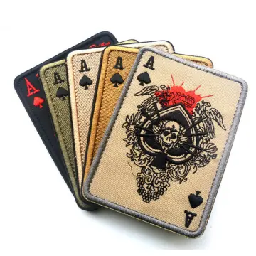 Poker Spades Ace Hook & Loop Patches for Clothing Reflective Death