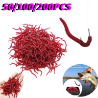 【hot】✾ 50-200PCS Lifelike Silicone Worm Soft Earthworm Artificial Rubber Baits Shrimp Flavor Additive Bass Carp Tackle