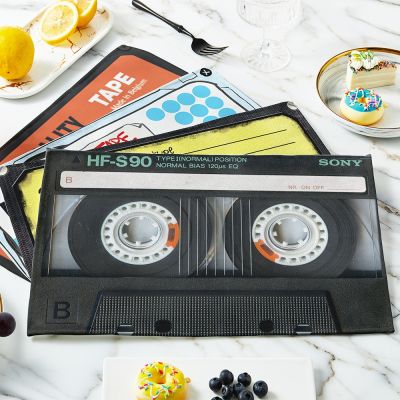 【LZ】♣  42x32cm Vintage Cassette Music Tape Placemats Non-Slip Heat Resistant Washable Plate Mats Dining Table Bowl Coaster Home Decor