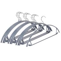 Silver No Shoulder Bumps Non-Slip Hanger Sweater Hanger T-Shirt Hanger Suit Hanger + Pants Bar Pack of 10