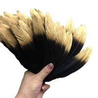 10Pcs/Lot Gold Feathers Crafts 15-20cm Dyed Jewelry Wedding Decoration