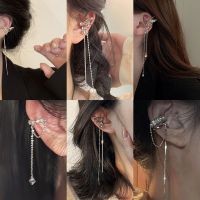 【YF】 1 Pc Ear Cuff Earrings Tassel Rhinestones Piercing Stud Earring Simple Chain Clip Trendy Women Jewelry