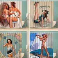 Customized Anime Sexy 3D Shower Curtain Vintage American Girl Beauty Waterproof Polyester Decor Bathroom Curtain Hooks c