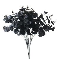 Black Artificial Plants Eucalyptus Leaves Branches Bouquet Flower Arrangement DIY Craft For Home Halloween Party Farmhouse Decor