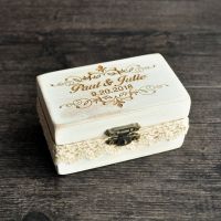 【hot】✉✼  Custom Wedding Rectangle Personalized Bearer Rings Holder Proposal Rustic Gifts