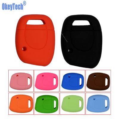 ✥◄ OkeyTech Silicone Key Shell Cover For Renault Clio Kangoo Twingo 1 Button Remote Key Blank Colorful for Car Key