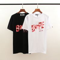 ราคาต่ำสุดBAPE ผู้ชายและผู้หญิงแฟชั่นลำลองเสื้อยืดแขนสั้นS-3XL