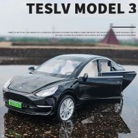 1:32 Tesla Model 3 Alloy Car Model Diecast Metal Vehicles Toy Car Model Simulation Sound and Light Collection Childrens Toy Gift