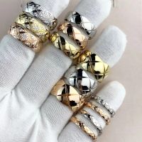 Hot Sale Cutting Grain Rose Gold&amp;Gold&amp;Silver Color Stainless Steel Rings