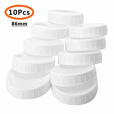 10Pcs Plastic Storage Caps Lids Ribbed for Standard Regular Mouth Mason Jar Bottle
