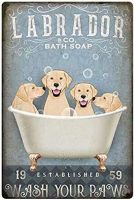 VBFGH Dog Metal Tin Sign 4 Labrador Retrievers In The Bathtub Funny Poster Bathroom Toilet Kitchen Cafe Home Art Wall Decoration