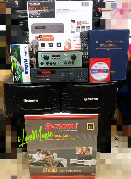 Home Videoke Set Bundle ORIGINAL CROWN BFA616 karaoke speaker and