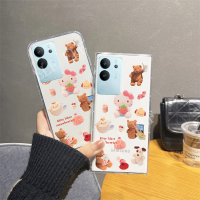 ใหม่น่ารัก KT เคสโทรศัพท์แบบนิ่มสำหรับ VIVO V29 V27 V27Pro V27E V25E V25 Pro V23 V23E V21 V21E รูปการ์ตูนซิลิโคนกันกระแทก VIVOV29 5G ฝาครอบด้านหลังโปร่งใส Vivo V27 5G