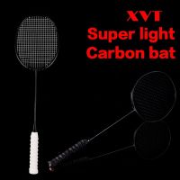 XVT 28-30lbs 4U Professional Black Carbon/ Whole Carbon Fiber Super Light Badminton Racket with handle Grip