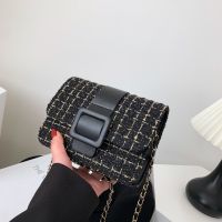 Unique Fashionable Small Square Bag Lightweight Simple Commuter Shoulder Casual Trendy Messenger Classic Plaid Woolen Versatile Female 【AUG】