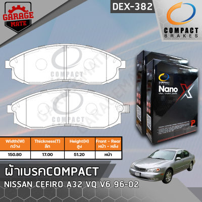 COMPACT ผ้าเบรคหน้า NISSAN CEFIRO A32 VQ 3.0 G V6 96-02 รหัส 382