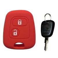 dfgvedvg Flip Key Alarm Case Cap Fob 2 Button Silicone Car Key Cover for Toyota Aygo Straight for Peugeot 107 307 206 207 408 Key Cover