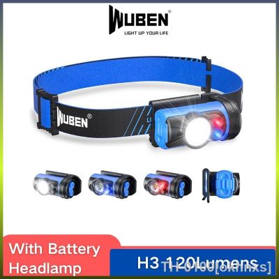 ✇ Wuben h3 led farol 120lumens com p8 7 modos de trabalho hardlight ° ajustável mini para iluminação outoor