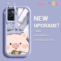 Jjlingji เคสสำหรับ VIVO V23E 4G V23E 5G เคส Y75การ์ตูนน่ารักลายกระต่ายและหมูสีสันสดใสเคสซิลิโคนเลนส์กล้องถ่ายรูปแบบนิ่มสัตว์ประหลาดน้อยเคสโปร่งใสกันกระแทกแบบใสง่าย