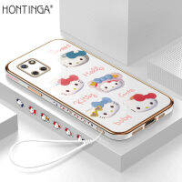 Hontinga เคสโทรศัพท์สำหรับ Samsung Galaxy Note 10 Lite,เคส Hello Kitty การ์ตูนน่ารักทำจากโครเมี่ยมหรูหราทรงสี่เหลี่ยมทำจาก TPU นิ่มคลุมทั้งหมดป้องกันกล้องเคสยางกันรอยสำหรับเด็กผู้หญิง